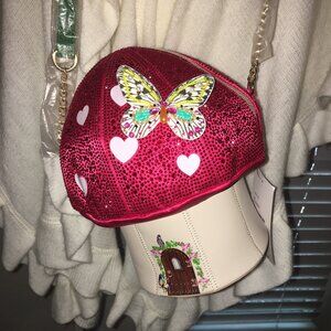 Betsey Johnson Mushroom Butterfly Crossbody Purse = NWT